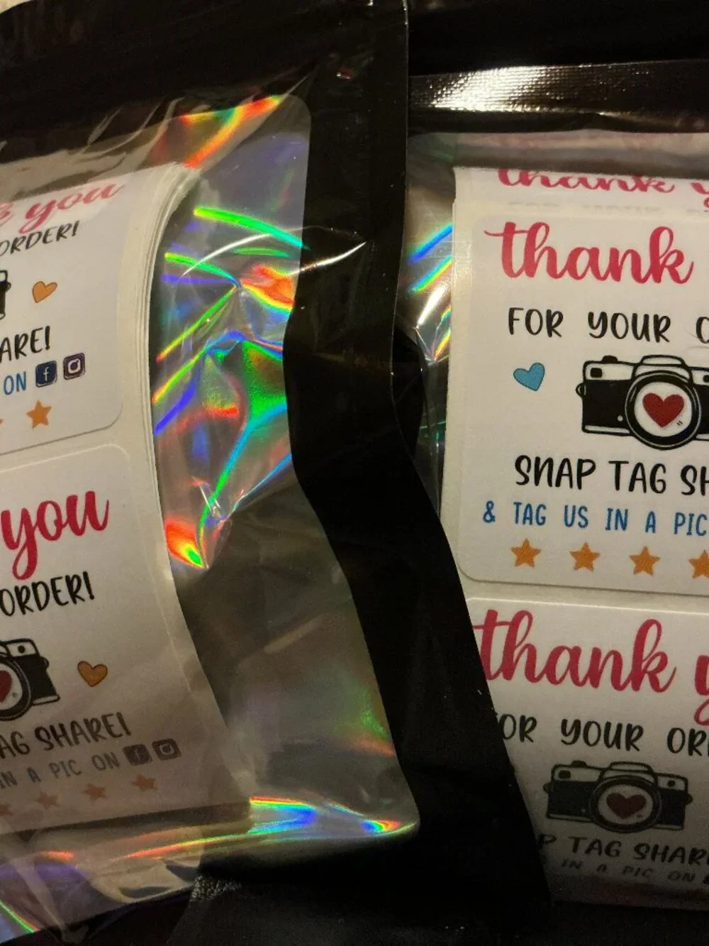 100 Thank You Camera Stickers with Social Media Icons